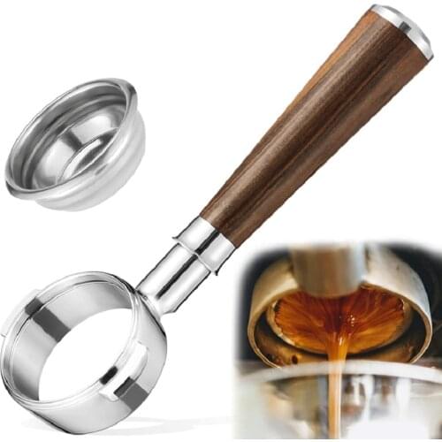 58mm Bottomless Portafilter with Wooden handle Stainless Steel Coffee Filter