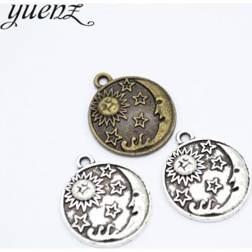 YuenZ 10pcs Round Sun, Moon & Stars pendant for jewelry making 23*20mm L105