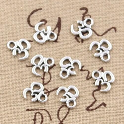40pcs Charms Yoga Om 10x10mm Antique Making Pendant fit,Vintage Tibetan Bronze Silver color,DIY Handmade Jewelry