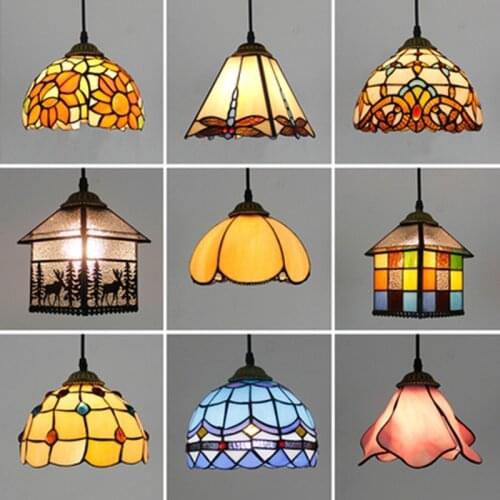 Mediterranean Turkish Baroque Stained Glass Pendant Lamp Kitchen Bedroom Balcony Entrance Corridor Lighting LED Hanging Light