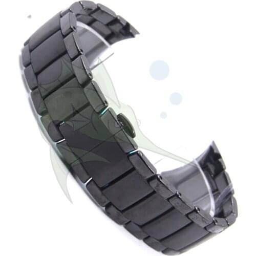 High Quality Ceramic Watch Strap Watchband for AR1451 AR1452 Men Watch Strap Band 22MM 24mm Black Accessories Watchband