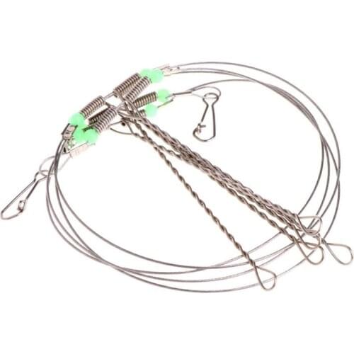 Sea Fishing Swivel String Fishing Hook Anti-Winding Fishing Rigs Wire Leader Hooks Line With Luminous beads 2/3/4/5 Steel Wires