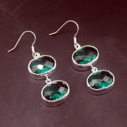 Gemstonefactory Big Promotion Single Unique 925 Silver Amazing Green Topaz Cute Women Ladies Gift Dangle Drop Earrings 20213690