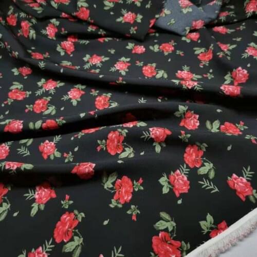 Floral Fabric Chiffon Stretchy Fashion Skirt Sewing Summer Material
