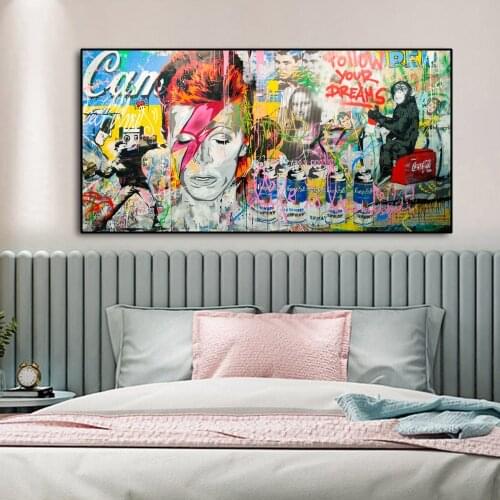 Modern Street Graffiti Art Combination Wall Picture Poster and Print on the Canvas Painting for Kids Room Home Cuadros Decor