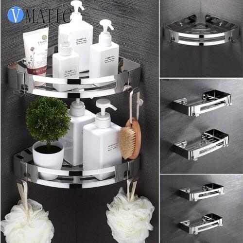 304 Stainless Steel Bathroom Corner Storage Triangular Basket Storage Rack Rectangular Bathroom Shower Shelf