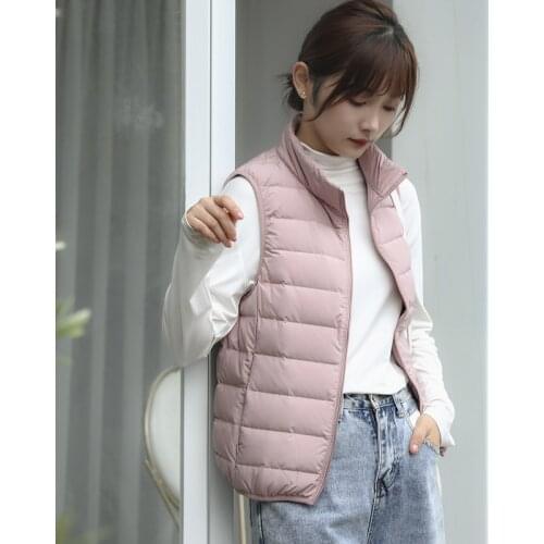 Windproof Warm Waistcoat Seamless Brand Women Sleeveless Jacket Ultra Light 90% White Duck Down Casual Outwear Vests Portable
