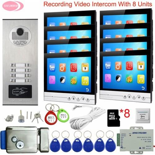 9" Video Intercom With Recording + 8GB TF Card Phone For an Apartment Intercoms For Private Houses With Electronic Door Lock Kit