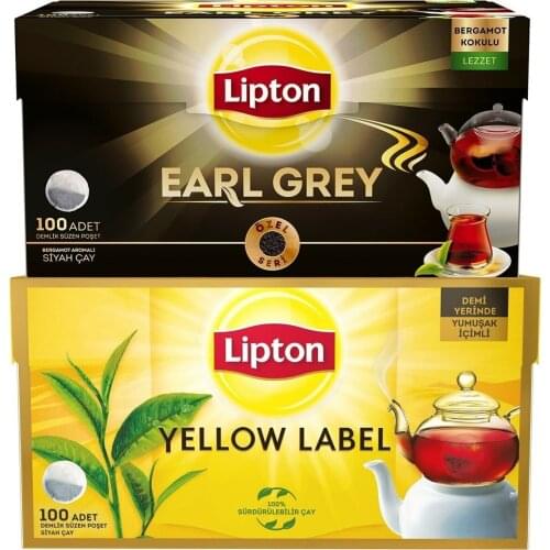 WONDERFUL DRINK Lipton Earl Gray Teapot Tea Bag 100 pcs + Yellow Label Teapot Tea Bag 100 pcs FREE SHİPPİNG