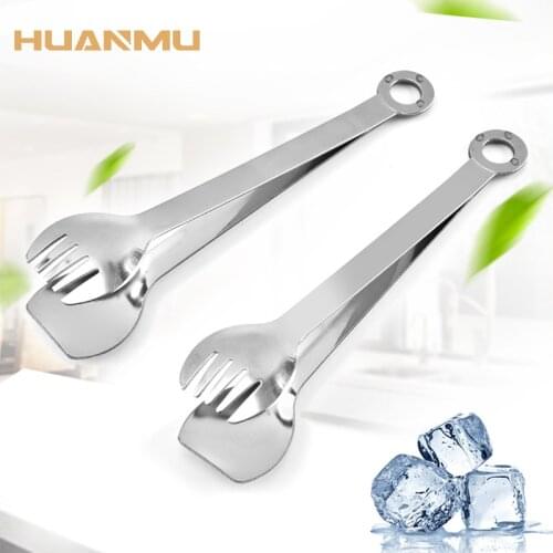 Stainless Steel Ice Cube Clip Ice Tong Bread Food BBQ Clip Barbecue Clip Ice Clamp Tool Bar Kitchen Accessories Wholesale 15cm