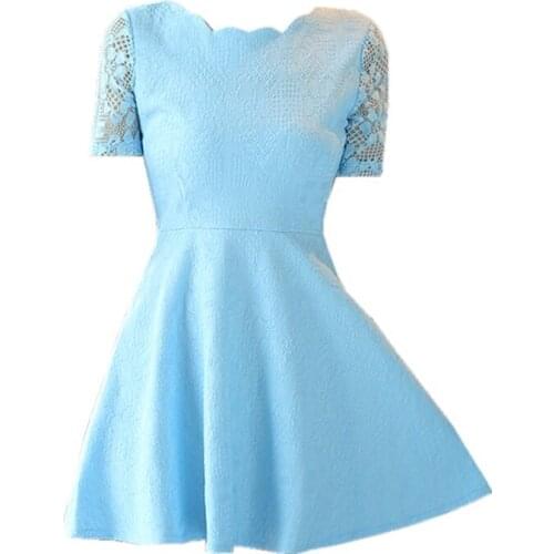 ZB1950 summer 2020 new Korean version women Show thin short-sleeved slim down lace dress cheap wholesale