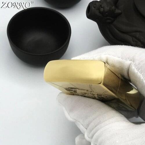 Zorro Creative Wheel Kerosene Lighter Windproof Old Style Pure Copper Gasoline Oil Lighter Men Gift Smoking Tool