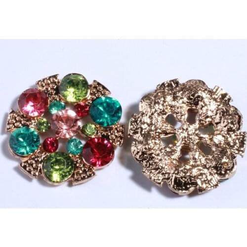 10PCS 23MM Bling Round Rhinestone Buttons For Clothing Decoration Glass Clear Crystal Button For Shoes Craft Supplies