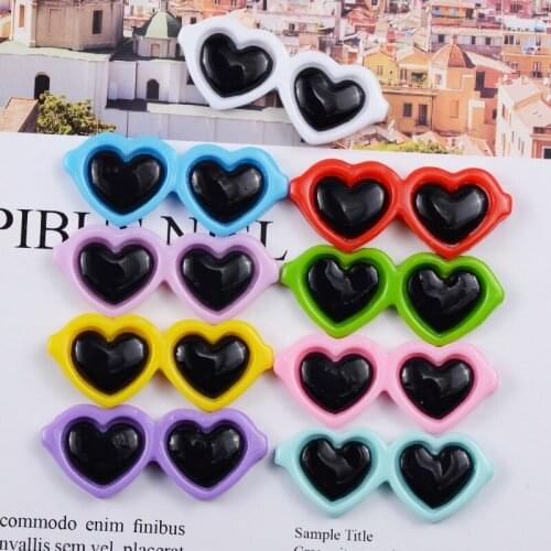 10pcs/lot 17X42mm Kawaii Resin Heart Sunglasses For Scrapbooking Craft Scrapbooking Making Mobile Case Decorative Favor