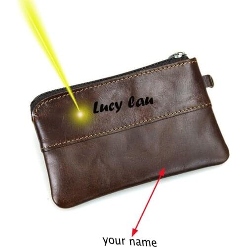 12.7x7.6cm zipper coin bag cardholder women small wallet top layer genuine leather free name logo engraving customized gift