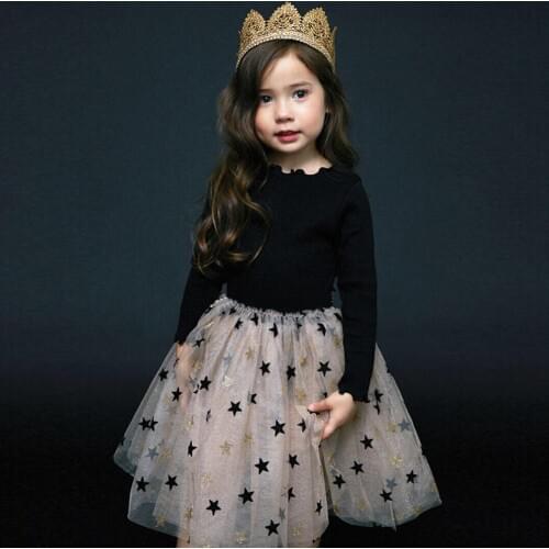 2019 Fashion Girls Stars Dresses Ball Gown Teens Kids Baby Girl Birthday Party Wedding Princess Dress Children Clothing Clothes