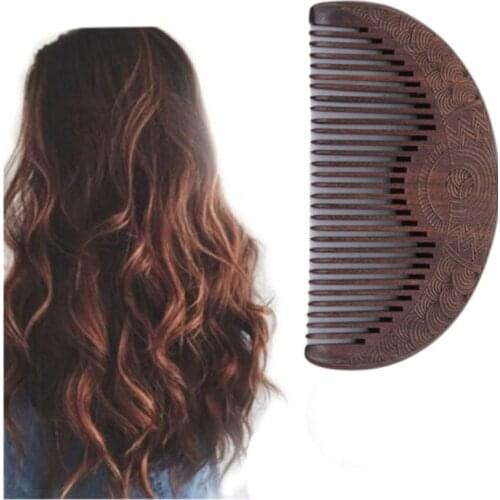 2020 New Brown Color Hair Care Comb High Qaulity Anti-static Handmade Natural Wood Wooden Carved Sandalwood Combs