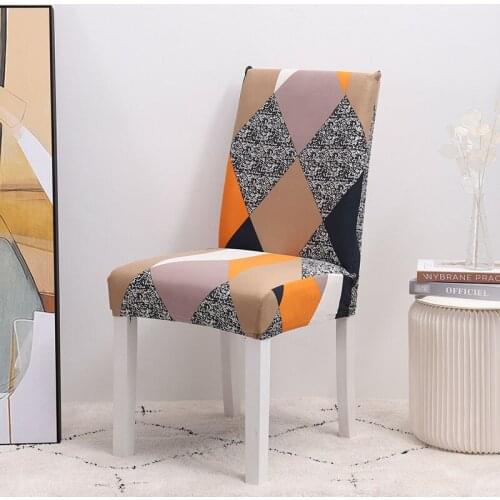 6pcs Home Chair Covers Printed Thickened Seat Cover Stretch Spandex Dining Chair Slipcovers For Living Room Furniture Protector