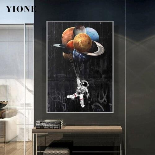 Astronaut Canvas Painting Outer Space Planet Balloon Universe Wall Posters and Prints Art Pictures for Living Room Study Decor