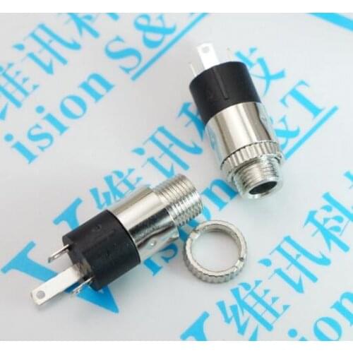 Free shipping 100PCS PJ-392 3.5MM Headphone socket with nut female connector for Audio video copper