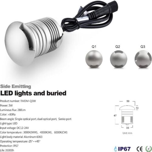 3W AC/DC12V/DC24V COB Buried Lamp LED Underground Lamp LED Inground Light Warm White White Red Green Blue LED Underground Light