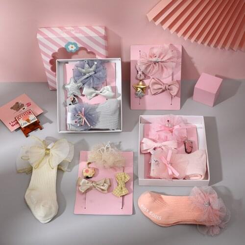 5 Pcs/Set Children Cute Crown Hairpins Headbands Baby Girls Lovely Soft Sock Hairbands Kids Sweet Hair Clips Hair Accessories