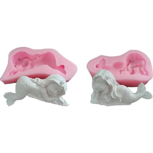 Mermaid Silicone Mold Fondant Cake Mold DIY Cake Decoration Baking Utensils Birthday Wedding Decoration Chocolate Mold