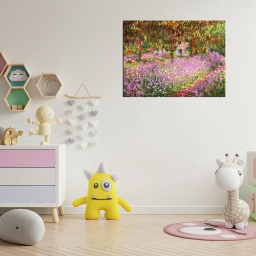 Canvas Wall Art Print Irises in Garden by Claude Monet Canvas Painting Large Artwork Pictures for Courtyard Home Room Wall Decor