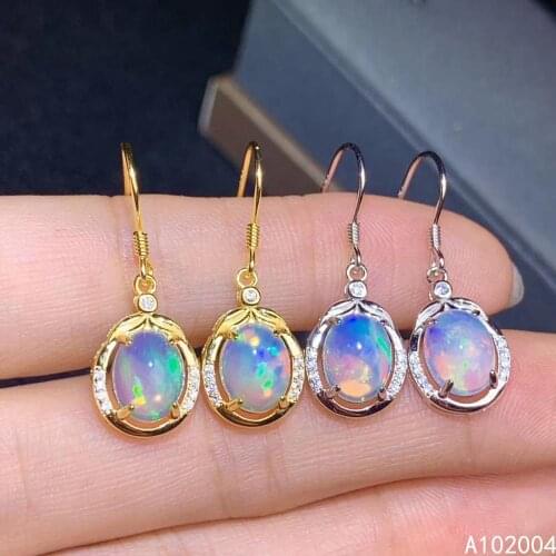KJJEAXCMY Fine Jewelry 925 sterling silver inlaid natural opal female earrings Eardrop classic support detection