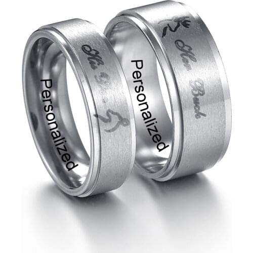 Promise Rings Her Buck His Doe Engraved Couple Rings Matching Ring Sets Engagement Wedding Bands Valentine Gift Stainless Steel