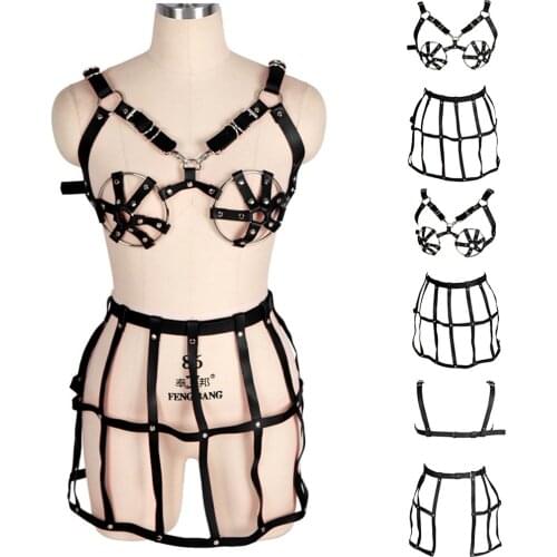 Sexy Lingerie Set Leather Full Body Punk Harness For Women Goth Accessories Wedding Garters Pole Dance Clothes Suspender Belt