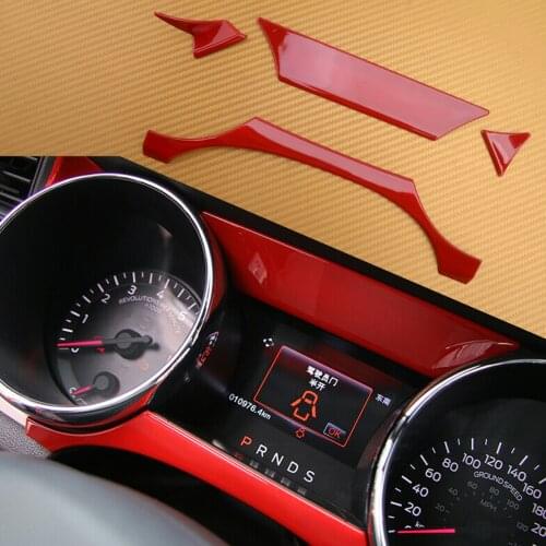 Red LHD Car Dashboard Instrument Box Odometer Tachometer Cover Trim Frame Fit For Ford Mustang 2015 2016 2017 2018 2019 2020