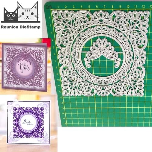Reunion Square Lace Frame Metal Cutting Dies Scrapbooking New 2021 Card Stencil Cut Die for DIY Card Crafts Handmade