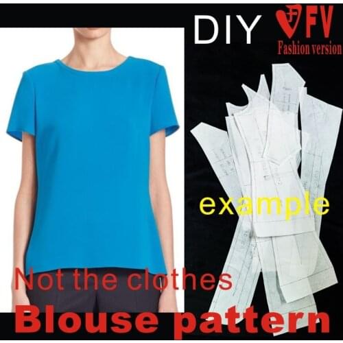 Summer womens short-sleeved shirt clothing cutting drawings 1:1 finished pattern BCY-61