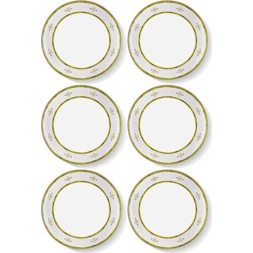 The Mia Mosaic Pattern of Zeugma Gift Guest Catering Event Invitation Party Presentation For Patio Service Plate 6 Piece Set - 26 Cm