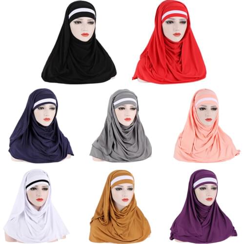 Muslim Women Ready To Wear Instant Jersey Hijab Scarf Islamic Soft Headscarf Hijabs Turban Foulard Femme Musulman Arab Headwear