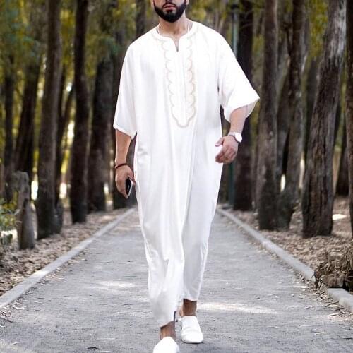 Mens Clothing Kaftan Dress Abaya Long Islamic Color Block Patchwork Djellaba Man Fashion Ethnic Style Mens Arabic Dress
