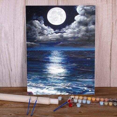 Landscape Moon DIY Paint By Numbers Package Acrylic Paints 40*50 Boards By Numbers Home Decoration Children Drawing