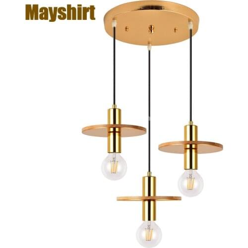 Nordic Gold Iron LED Chandelier Modern Wooden Living Room Decor Bedroom Kitchen Hanging Lamp Bar Cafe Restaurant Light Fixtures