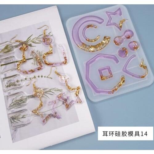 New transparent silicone mold resin heart Geometry shaped earrings Charms Pendant Mold epoxy resin mold for jewelry Making