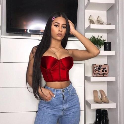 2021 Spring Womens New Chain Small V Vest Slim Sexy Suspender Chain Vest Top Bras Crop Top Red Corset Top For Woman