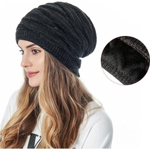 New Fashion Ladies Knit Beanie Winter Hats For Women Stretch Crochet Messy Hat Thick Warm Vogue Ladies Hat Men Beanie WH083D