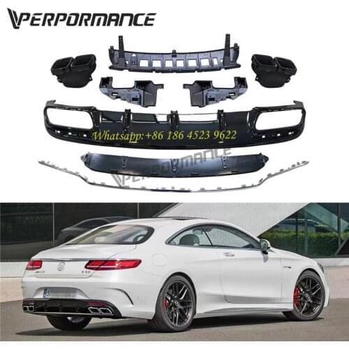 New w217 rear lip for 2019 s class w217 s63 coupe rear diffuser with tips mufflers