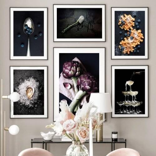 Dining Table Wall Art Print Canvas Painting Artichokes Waffles Blueberries Nordic Poster kitchen Decor Pictures For Living Room