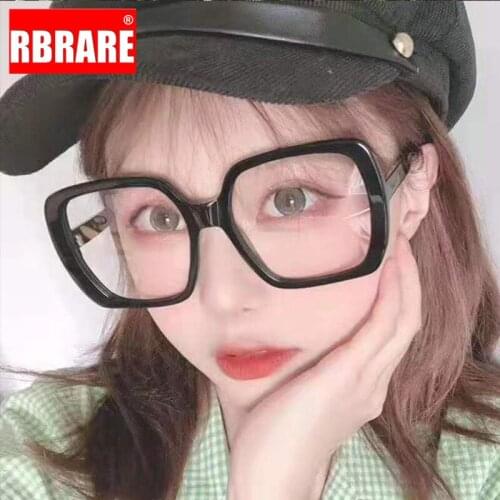 RBRARE Retro Plastic Frame Glasses Reading Transparent Oversized Glasses Fashion Anti-blue Light Men and Women Espejuelos De Ver