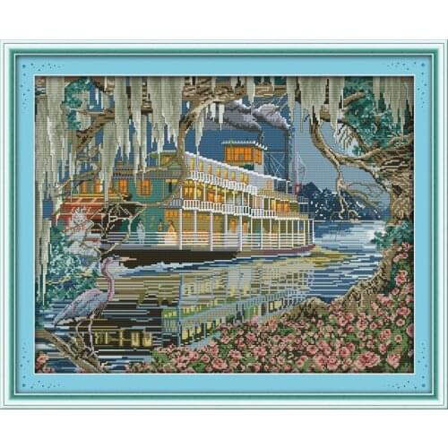 Sailing cross stitch kit 18ct 14ct 11ct count printed canvas stitching embroidery DIY handmade needlework