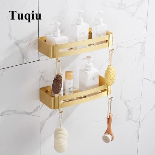 Bathroom Shelf Wall Mounted Corner Shelf Brushed Gold Aluminum Bathroom Soap Dish Bath Shower Shelf Bath Shampoo Holder