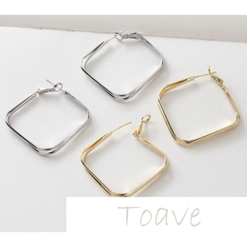 Gold-clad copper plated real gold square earrings earrings earrings hand-made earrings material accessories