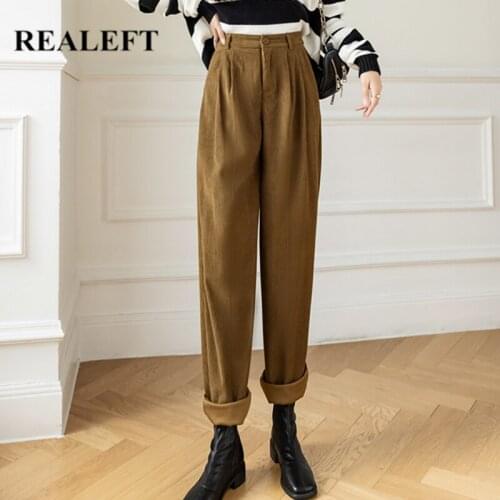 Женские вельветовые брюки REALEFT China At AliExpress