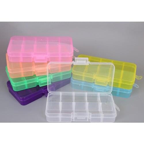 Colorful 10 Grids Adjustable Transparent Plastic Storage Box for Small Component Sewing Tools Box Beads Button Organizer Case